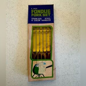 COPY - Vintage MidCentury Modern 6 Piece Fondue Fork Set 6 Colors Steel Handles…